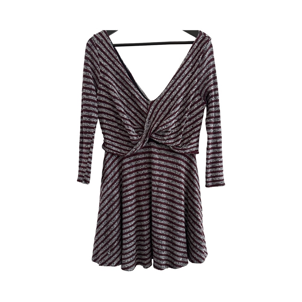 Free People Burgundy and White Striped Dress